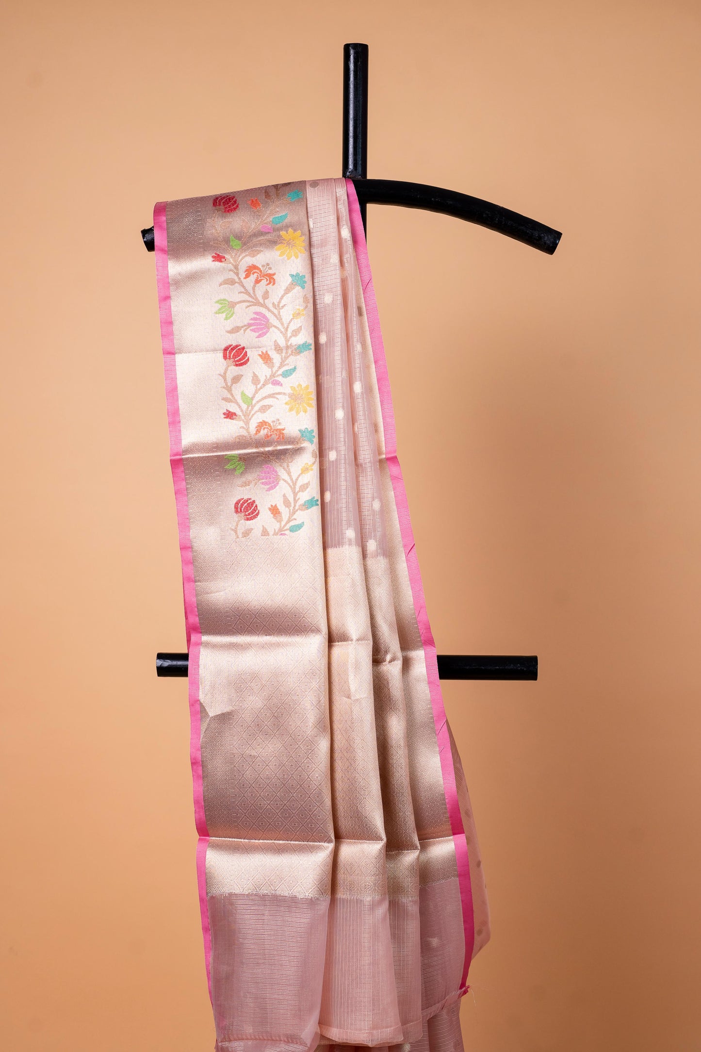 Peach Tissue Kota Designer Paithni Border Premium Banarasi Saree