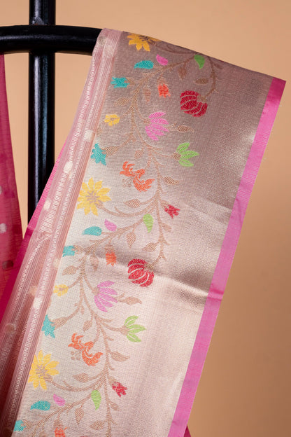 Peach Tissue Kota Designer Paithni Border Premium Banarasi Saree