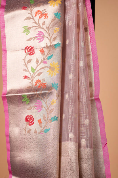 Peach Tissue Kota Designer Paithni Border Premium Banarasi Saree