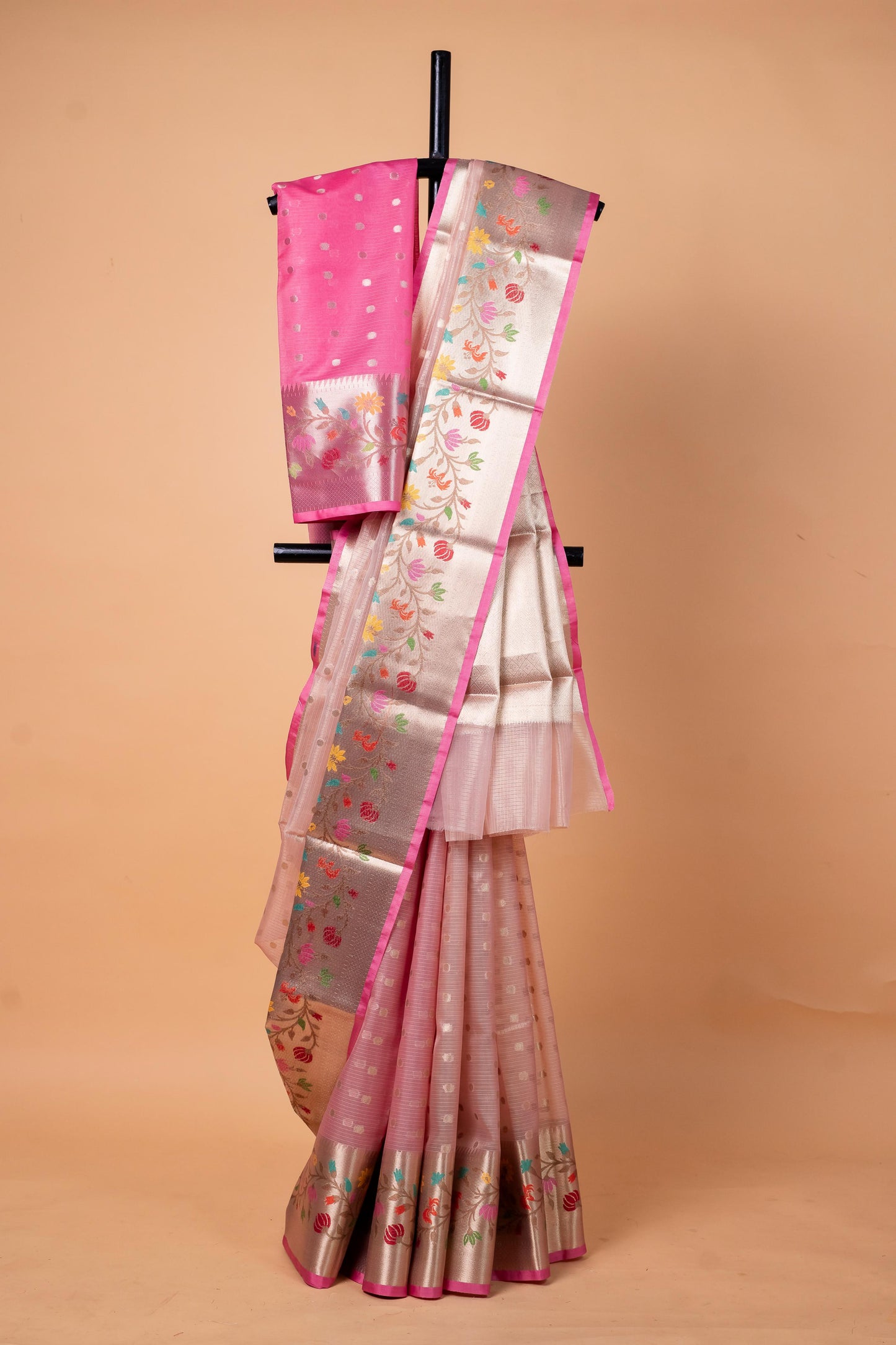 Pink Tissue Kota Designer Pathni Border Premium Banarasi Saree
