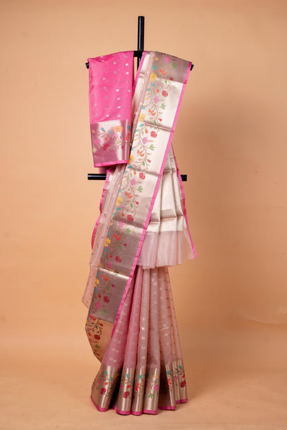 Pink Tissue Kota Designer Pathni Border Premium Banarasi Saree