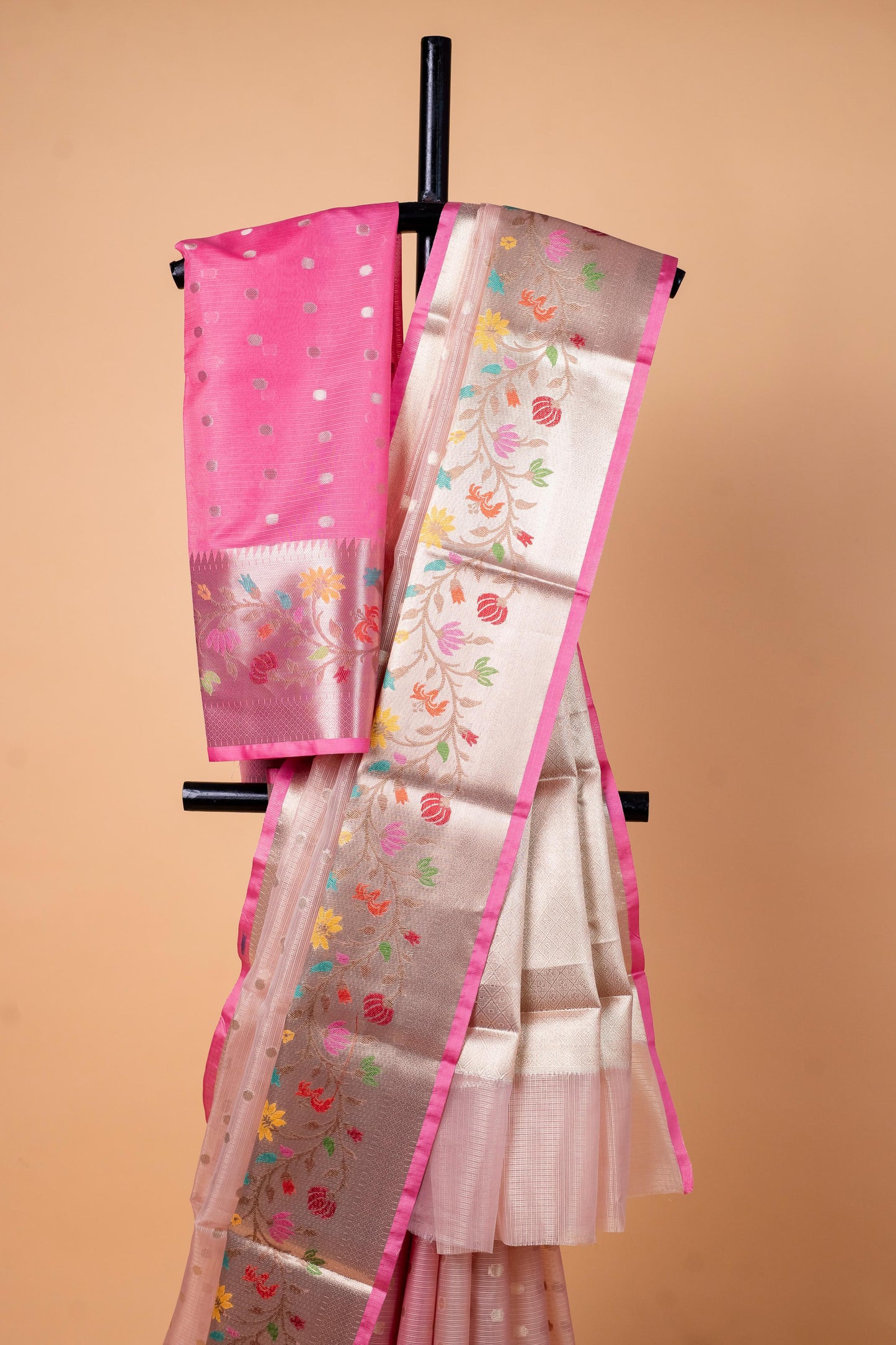 Pink Tissue Kota Designer Pathni Border Premium Banarasi Saree