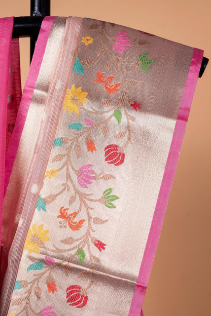 Pink Tissue Kota Designer Pathni Border Premium Banarasi Saree
