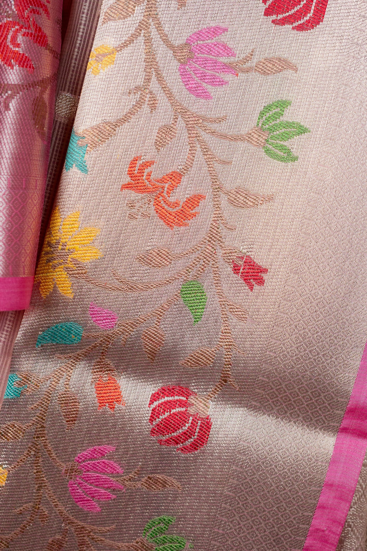 Pink Tissue Kota Designer Pathni Border Premium Banarasi Saree