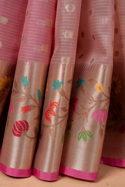 Pink Tissue Kota Designer Pathni Border Premium Banarasi Saree