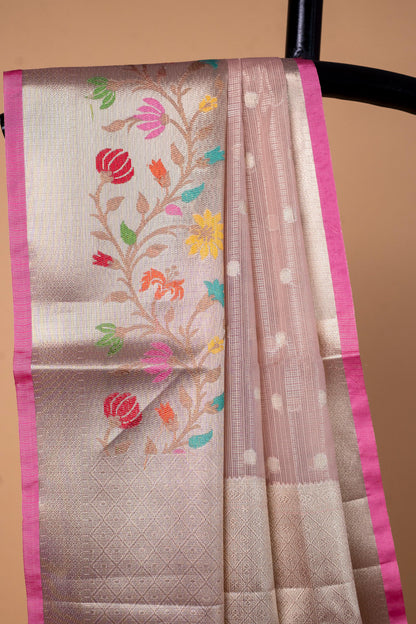 Pink Tissue Kota Designer Pathni Border Premium Banarasi Saree