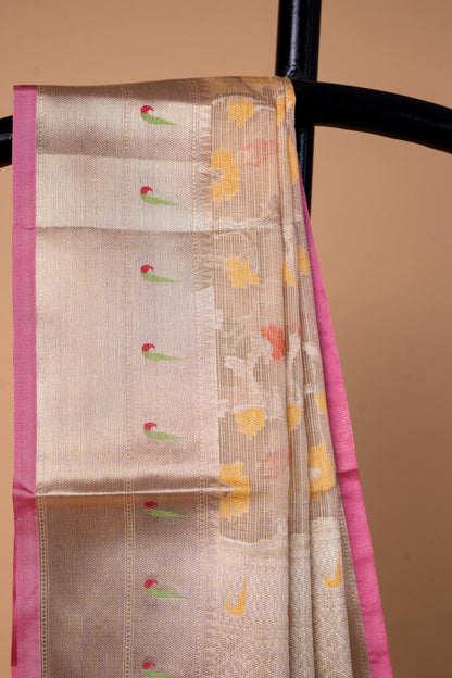 Pink Tissue Kota Designer Pathni Border Premium Banarasi Saree