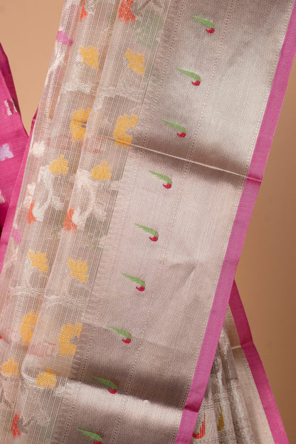Pink Tissue Kota Designer Pathni Border Premium Banarasi Saree