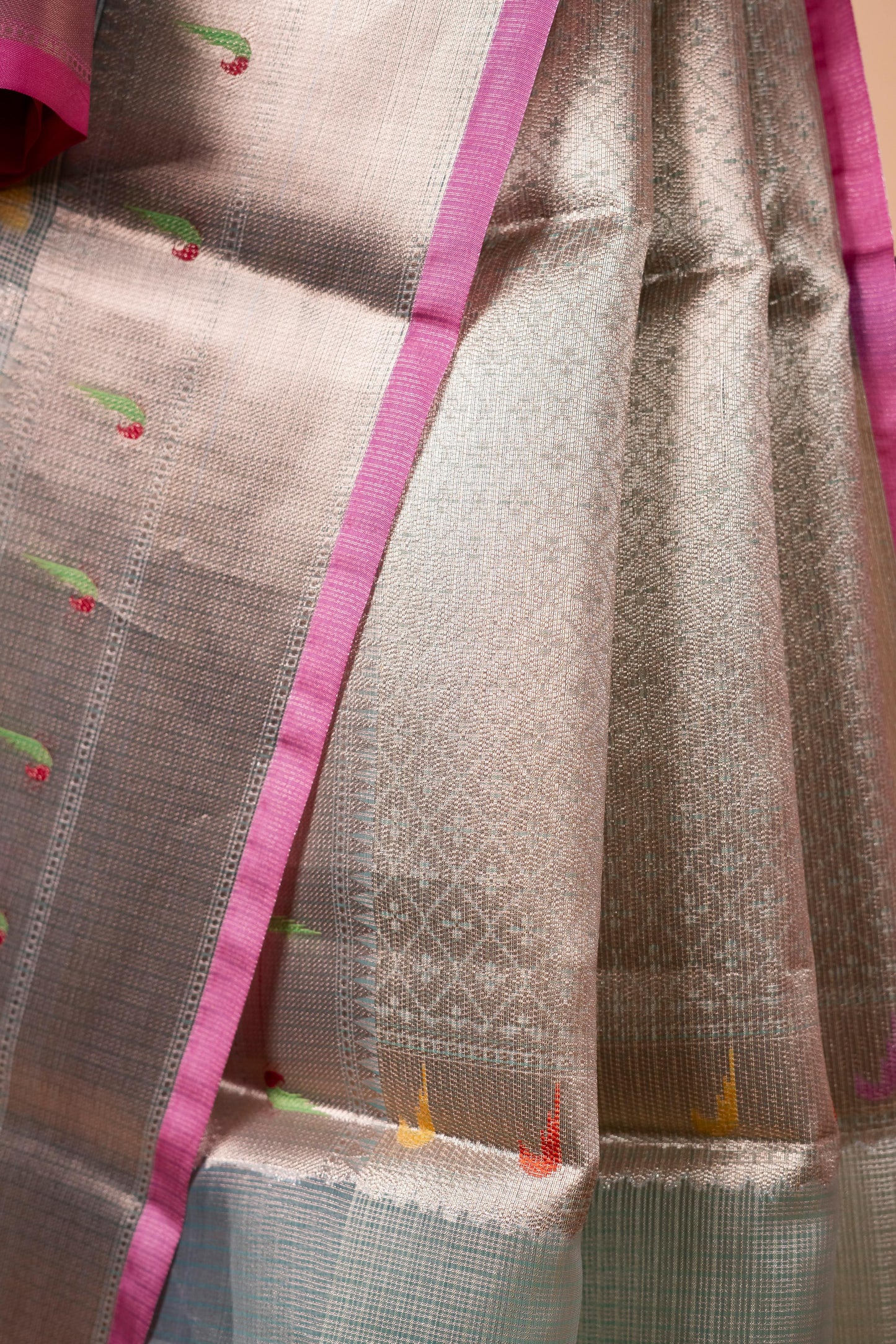 Pista Green Tissue Kota Designer Pathni Border Premium Banarasi Saree