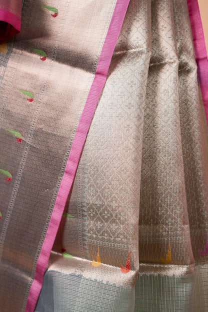 Pista Green Tissue Kota Designer Pathni Border Premium Banarasi Saree