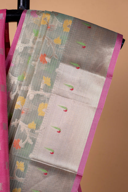 Pista Green Tissue Kota Designer Pathni Border Premium Banarasi Saree