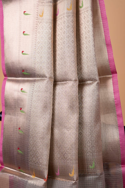 Pink Tissue Kota Designer Pathni Border Premium Banarasi Saree