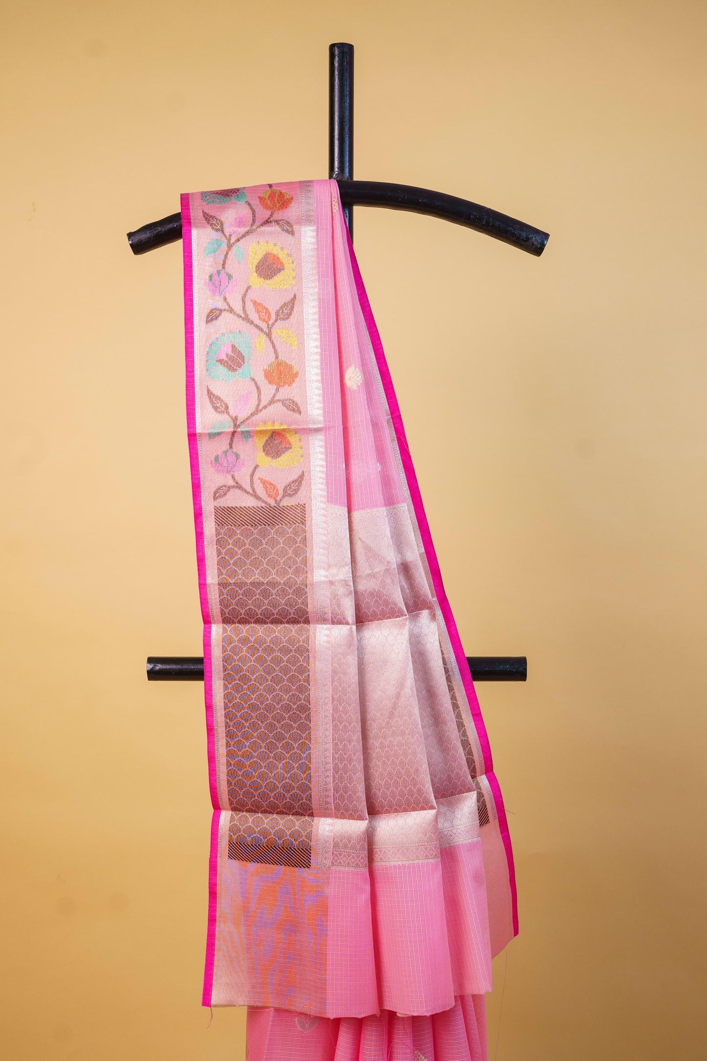 Pink Cotton Kota Designer Pathni Border Premium Banarasi Saree