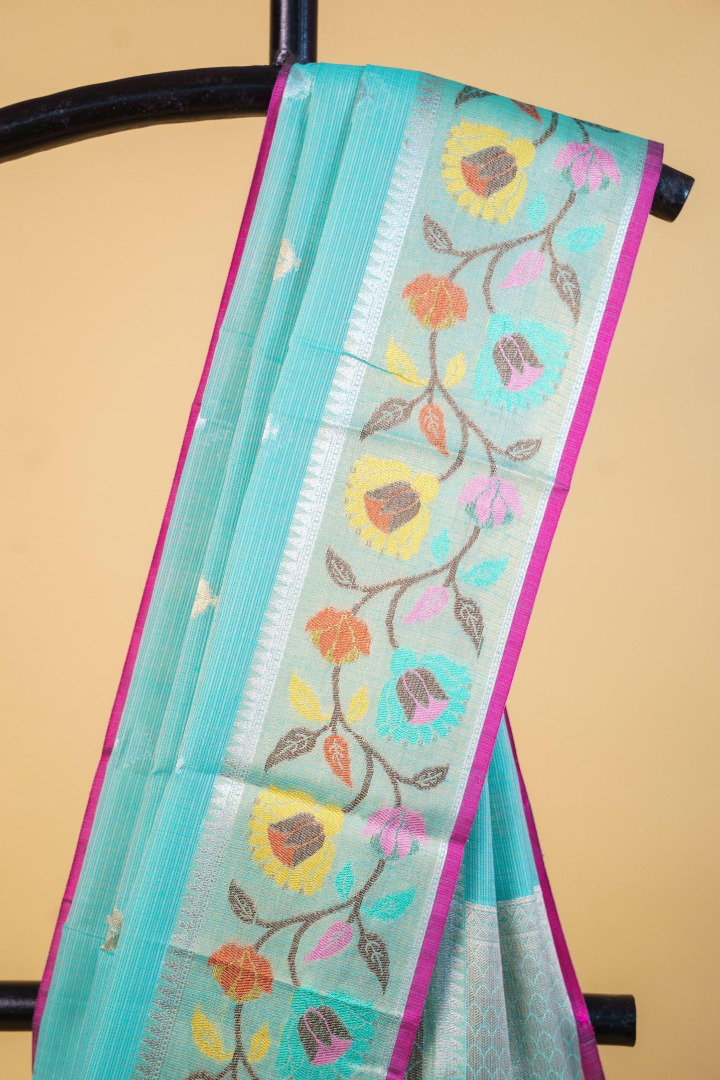 Aqua Cotton Kota Designer Pathni Border Premium Banarasi Saree