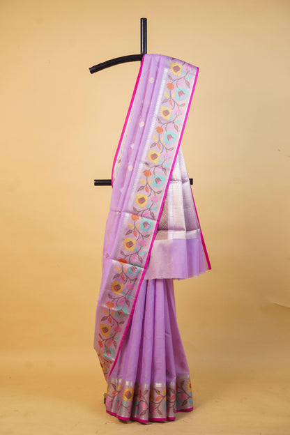Lovender Cotton Kota Designer Pathni Border Premium Banarasi Saree