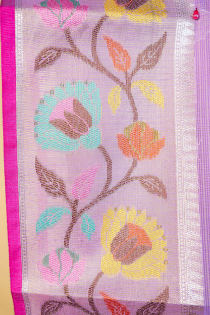 Lovender Cotton Kota Designer Pathni Border Premium Banarasi Saree