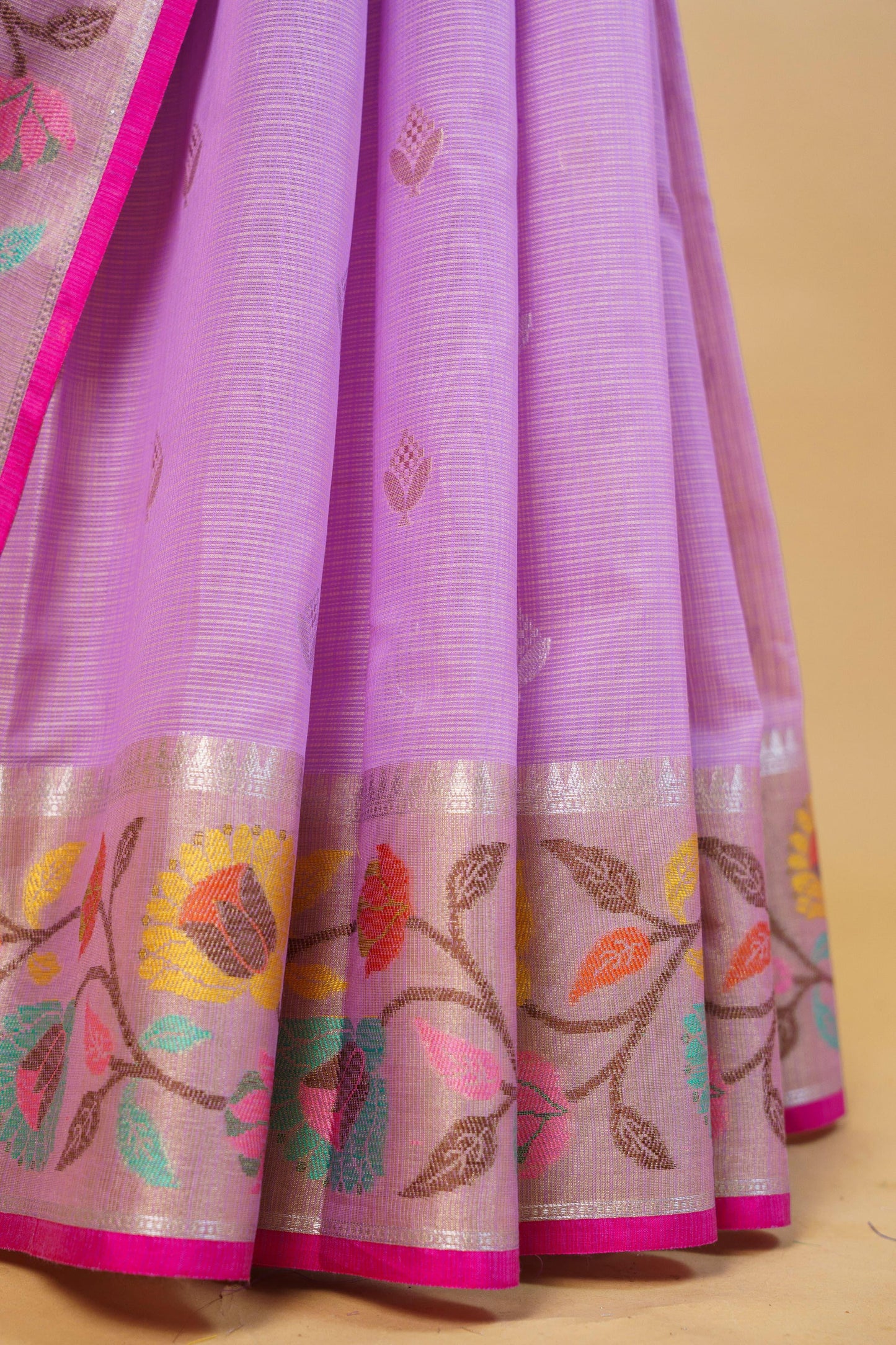 Lovender Cotton Kota Designer Pathni Border Premium Banarasi Saree