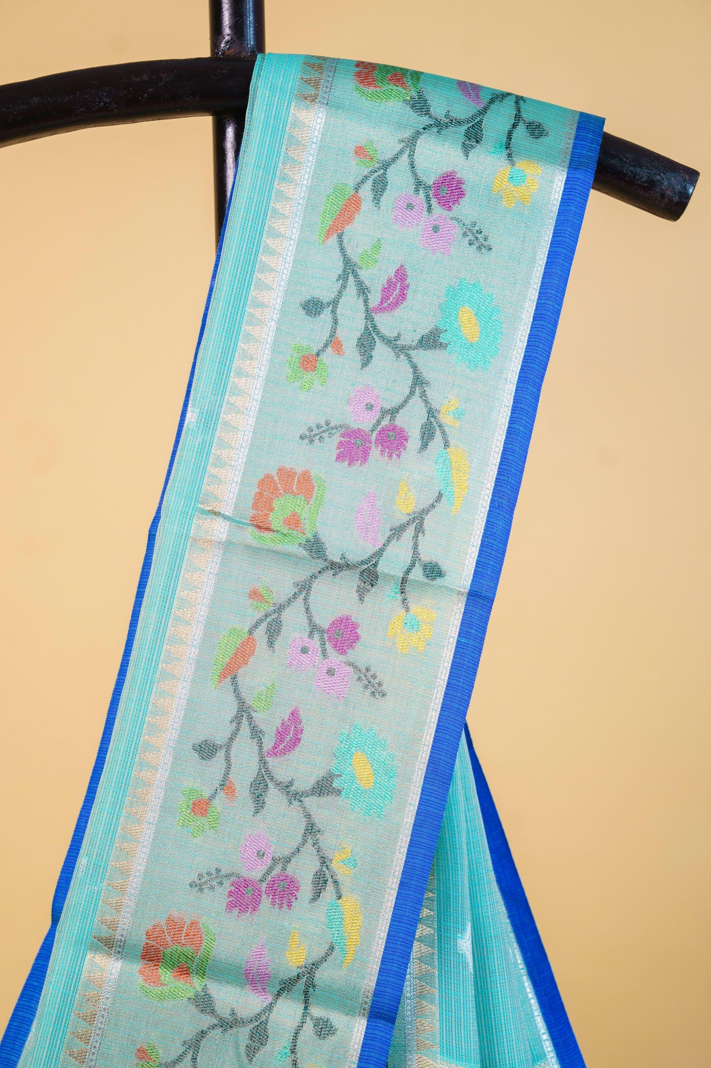 Aqua Cotton Kota Designer Pathni Border Premium Banarasi Saree
