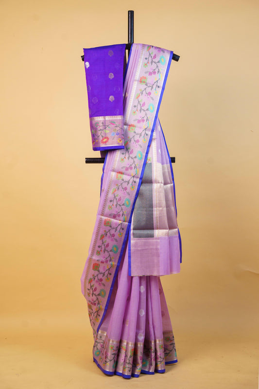 Lovender Cotton Kota Designer Pathni Border Premium Banarasi Saree