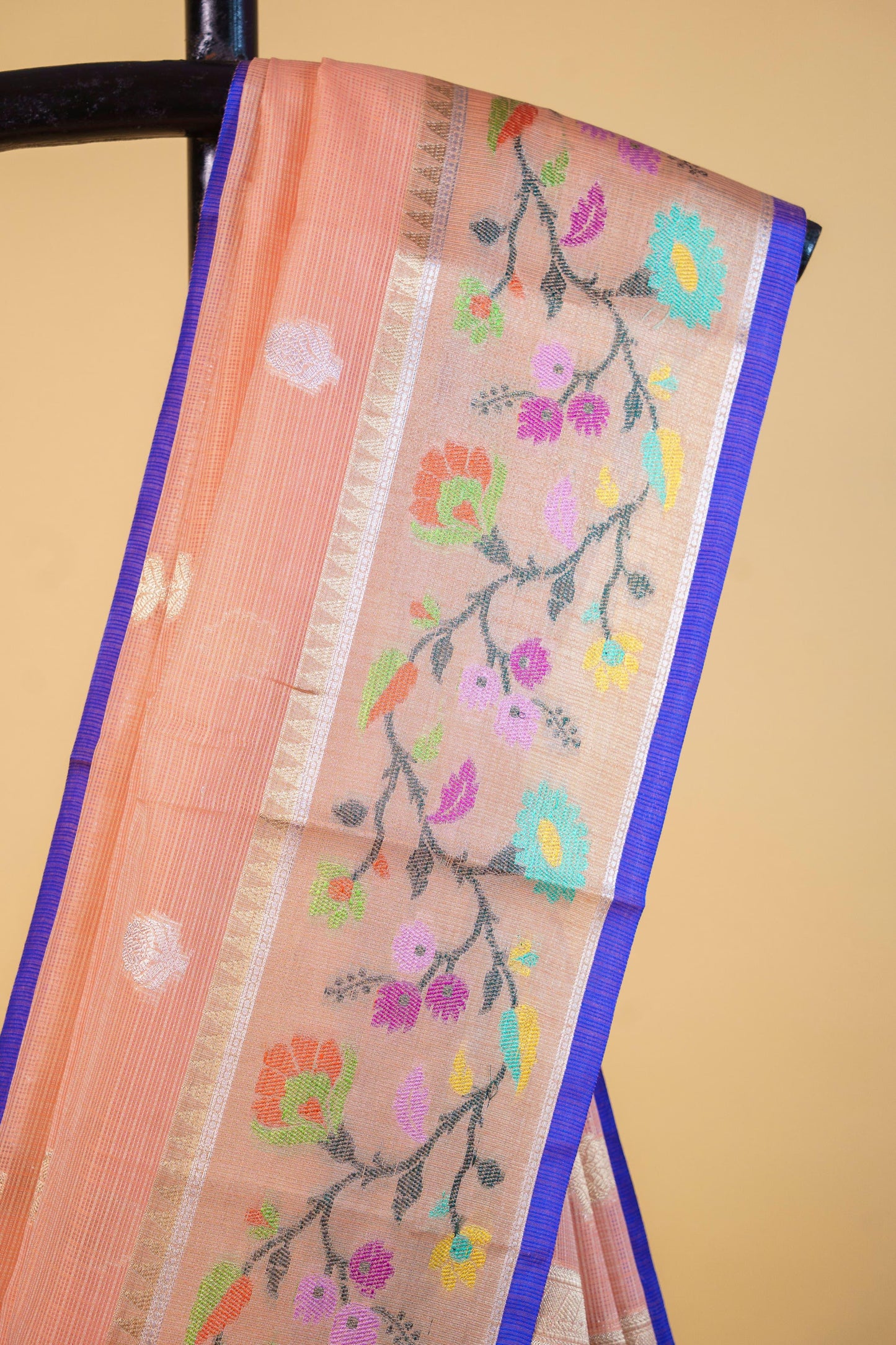 Peach Cotton Kota Designer Pathni Border Premium Banarasi Saree