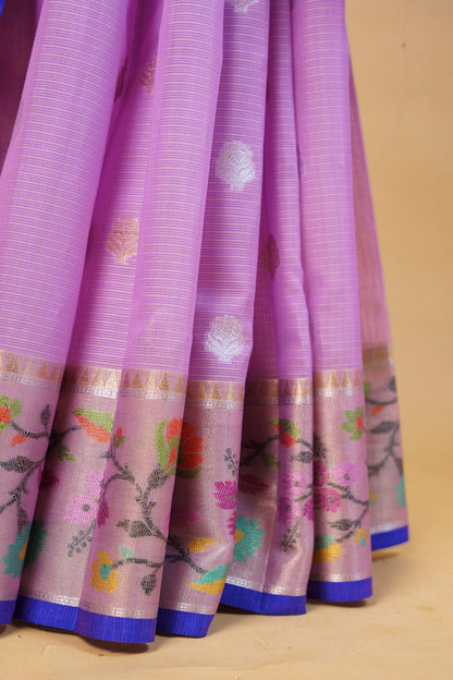 Lovender Cotton Kota Designer Pathni Border Premium Banarasi Saree
