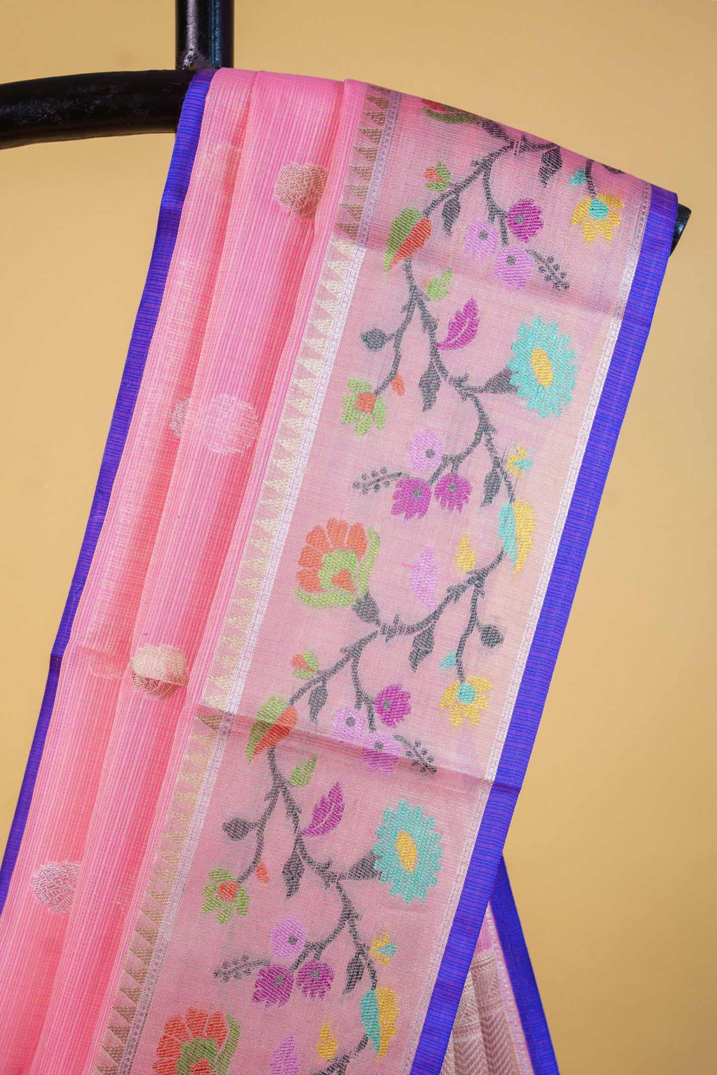 Pink Cotton Kota Designer Pathni Border Premium Banarasi Saree