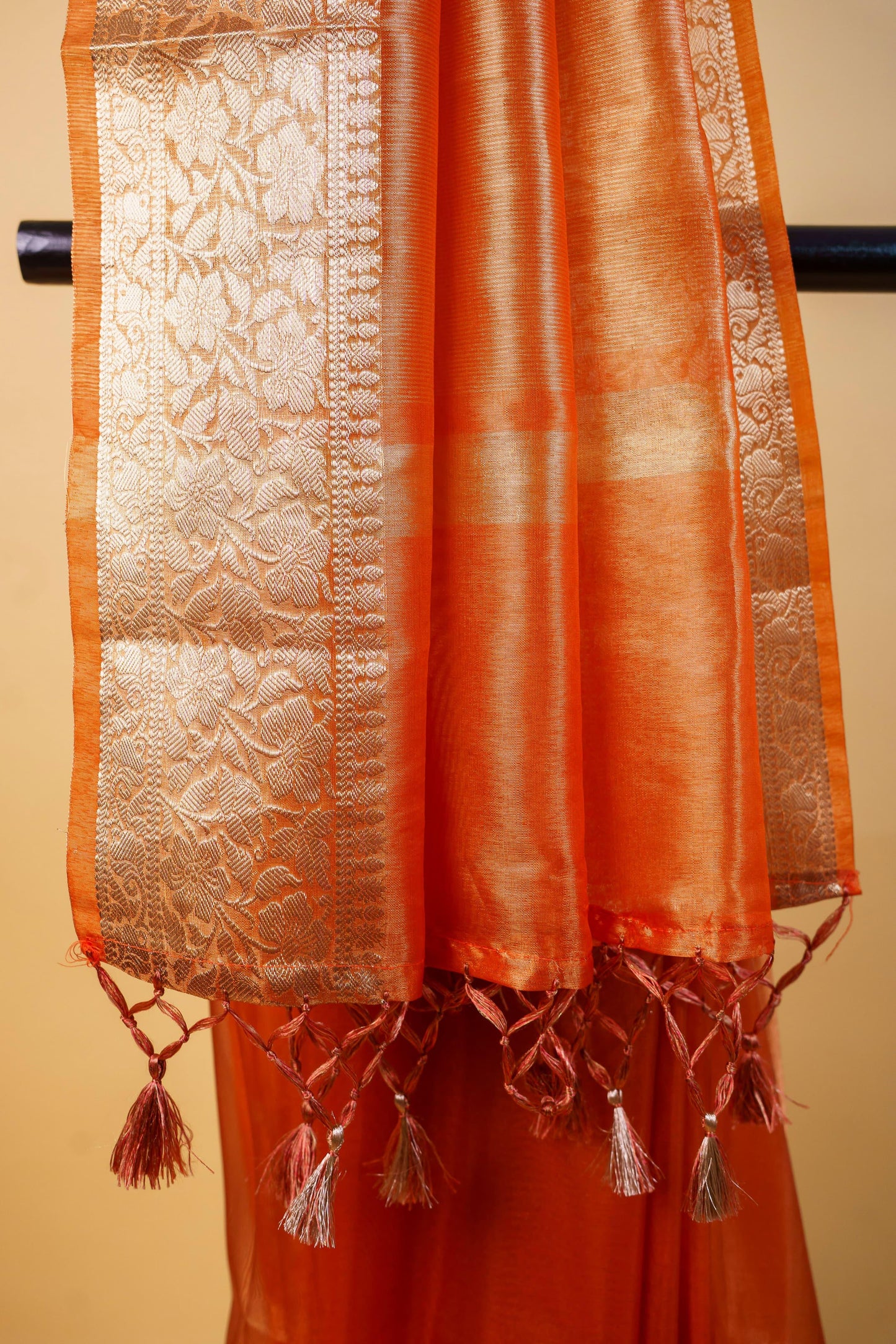 Mustard Tissue Designer Embroidery Premium Banarasi Saree