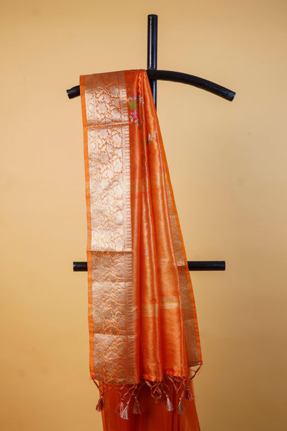 Mustard Tissue Designer Embroidery Premium Banarasi Saree