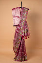 Magenta Tissue Designer Embroidery Premium Banarasi Saree