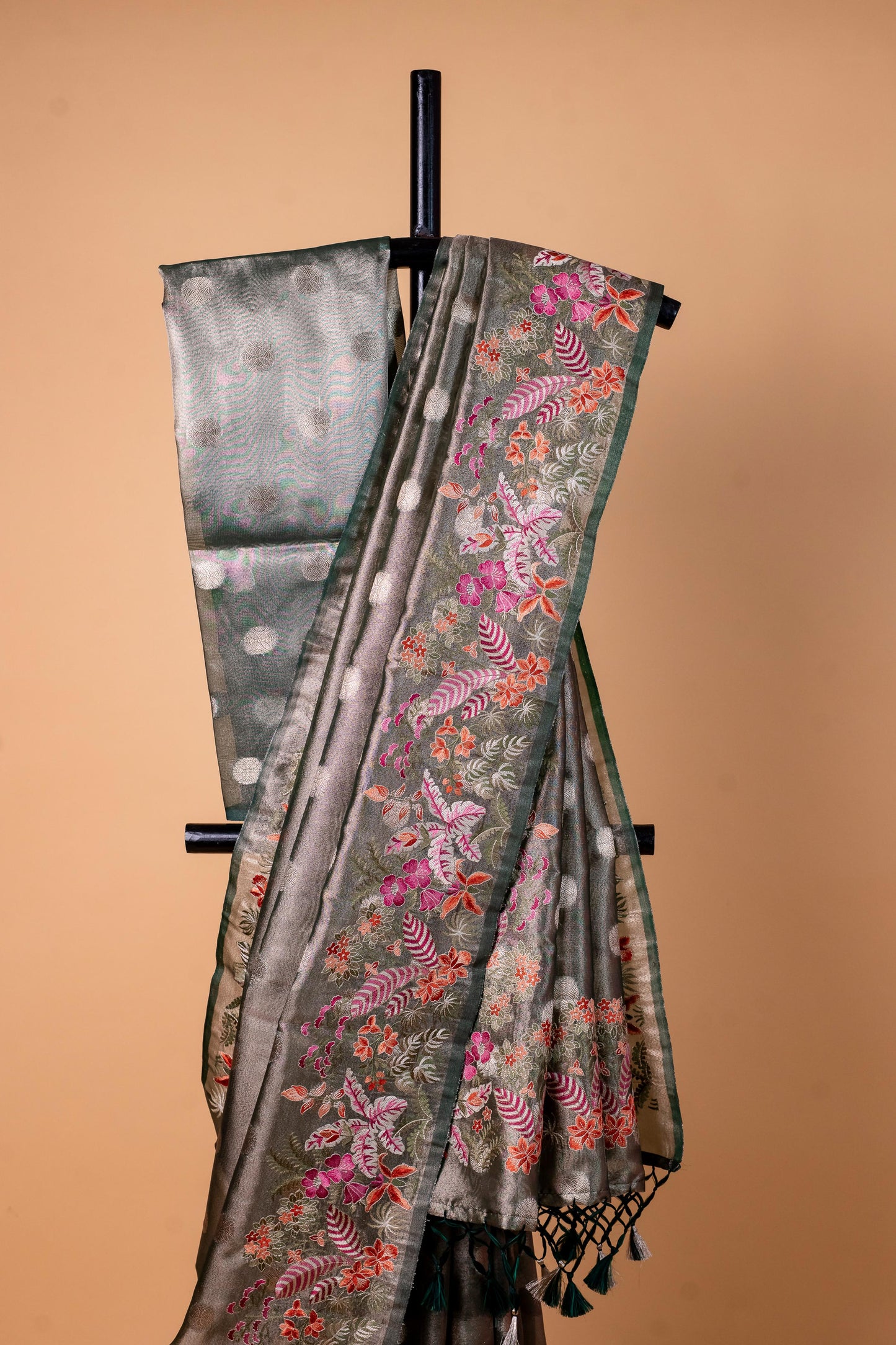 Bottle Tissue Designer Embroidery Premium Banarasi Saree