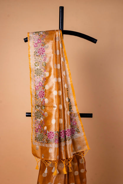 Gold Tissue Designer Embroidery Premium Banarasi Saree