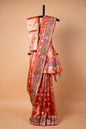 Orange Tissue Designer Embroidery Premium Banarasi Saree