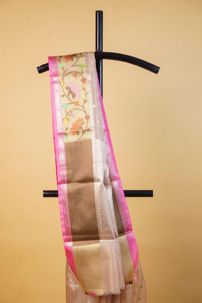 Peach Tissue Kota Designer Pathni Border Premium Banarasi Saree