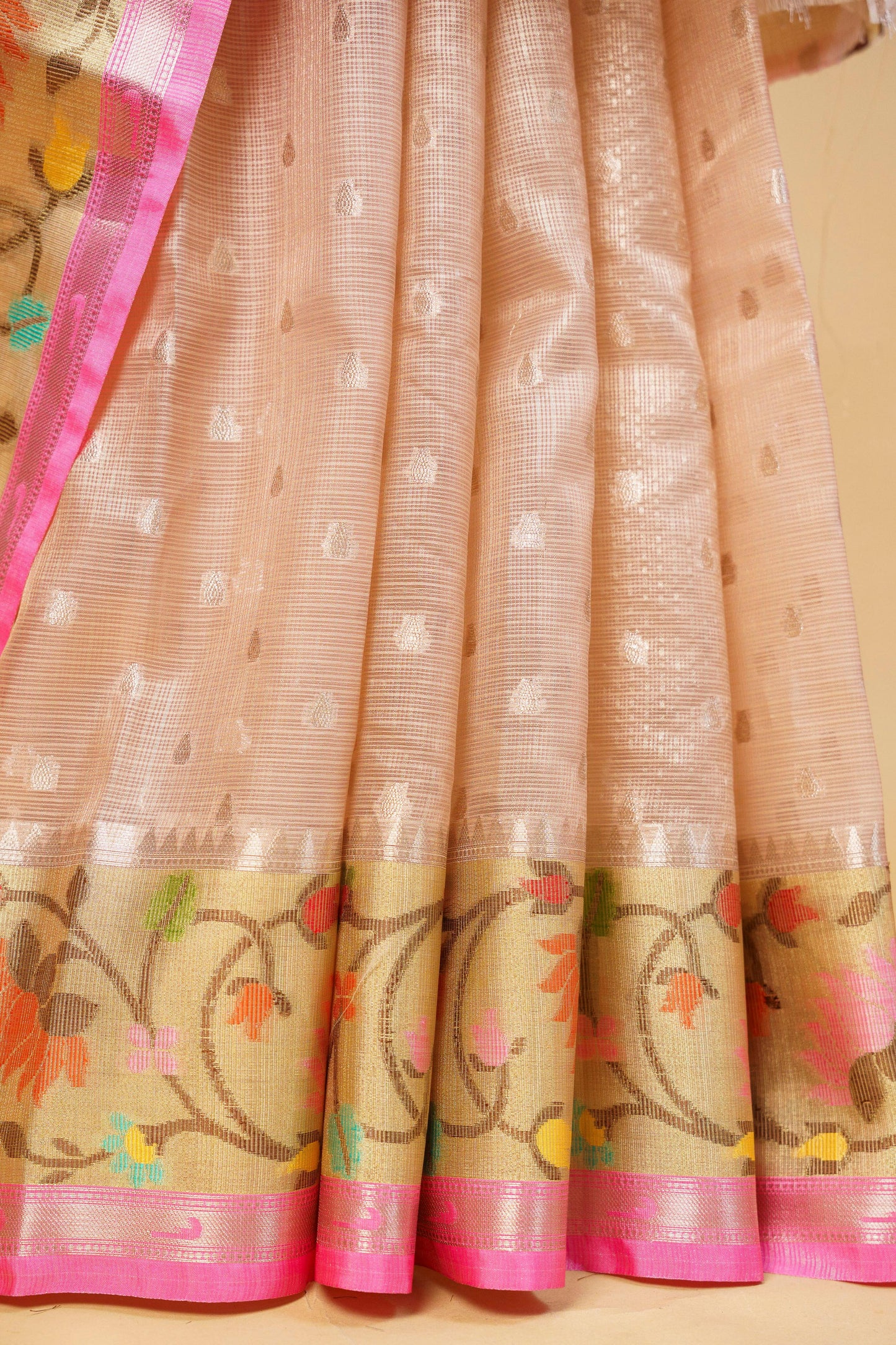 Peach Tissue Kota Designer Pathni Border Premium Banarasi Saree