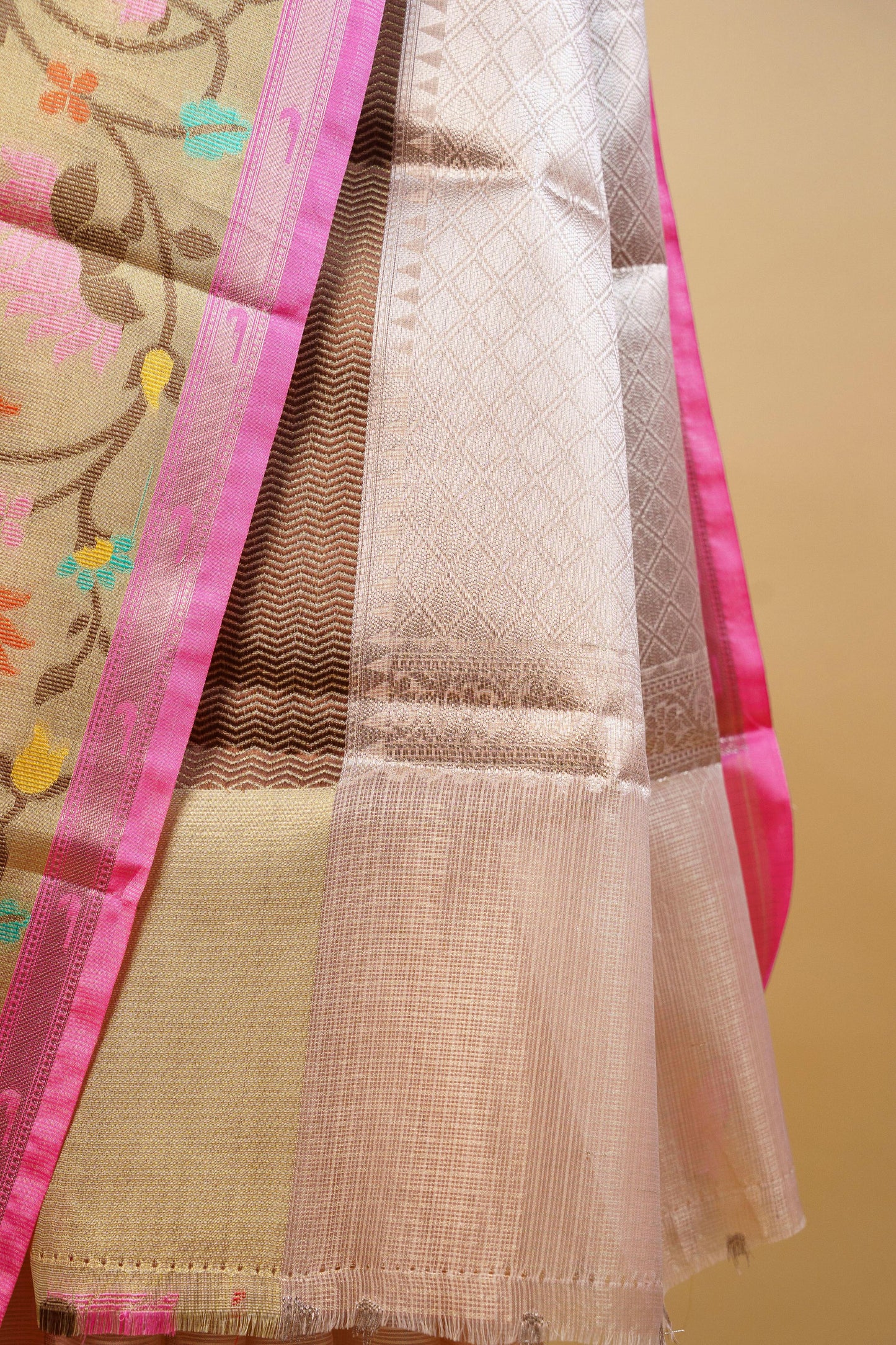 Peach Tissue Kota Designer Pathni Border Premium Banarasi Saree