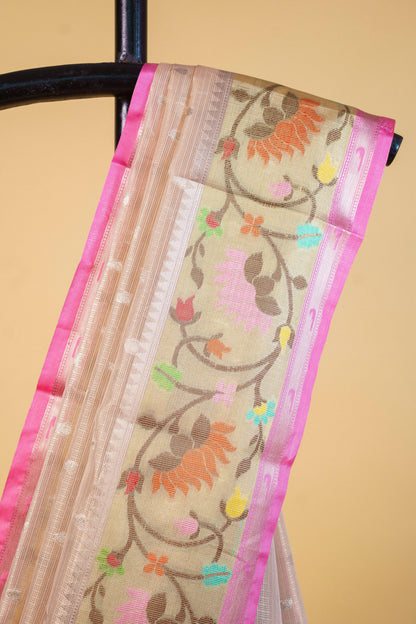 Peach Tissue Kota Designer Pathni Border Premium Banarasi Saree
