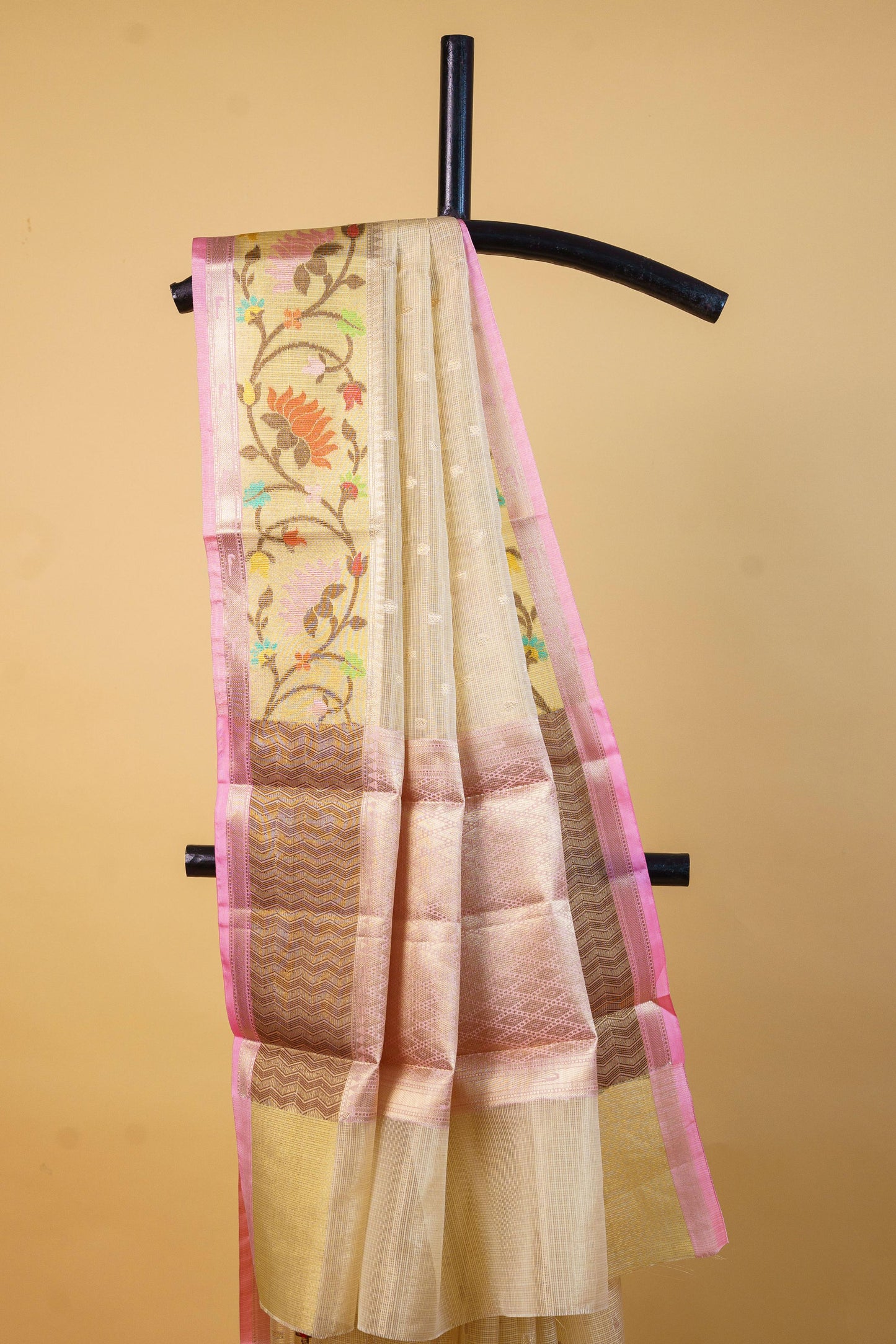 Beige Tissue Kota Designer Pathni Border Premium Banarasi Saree