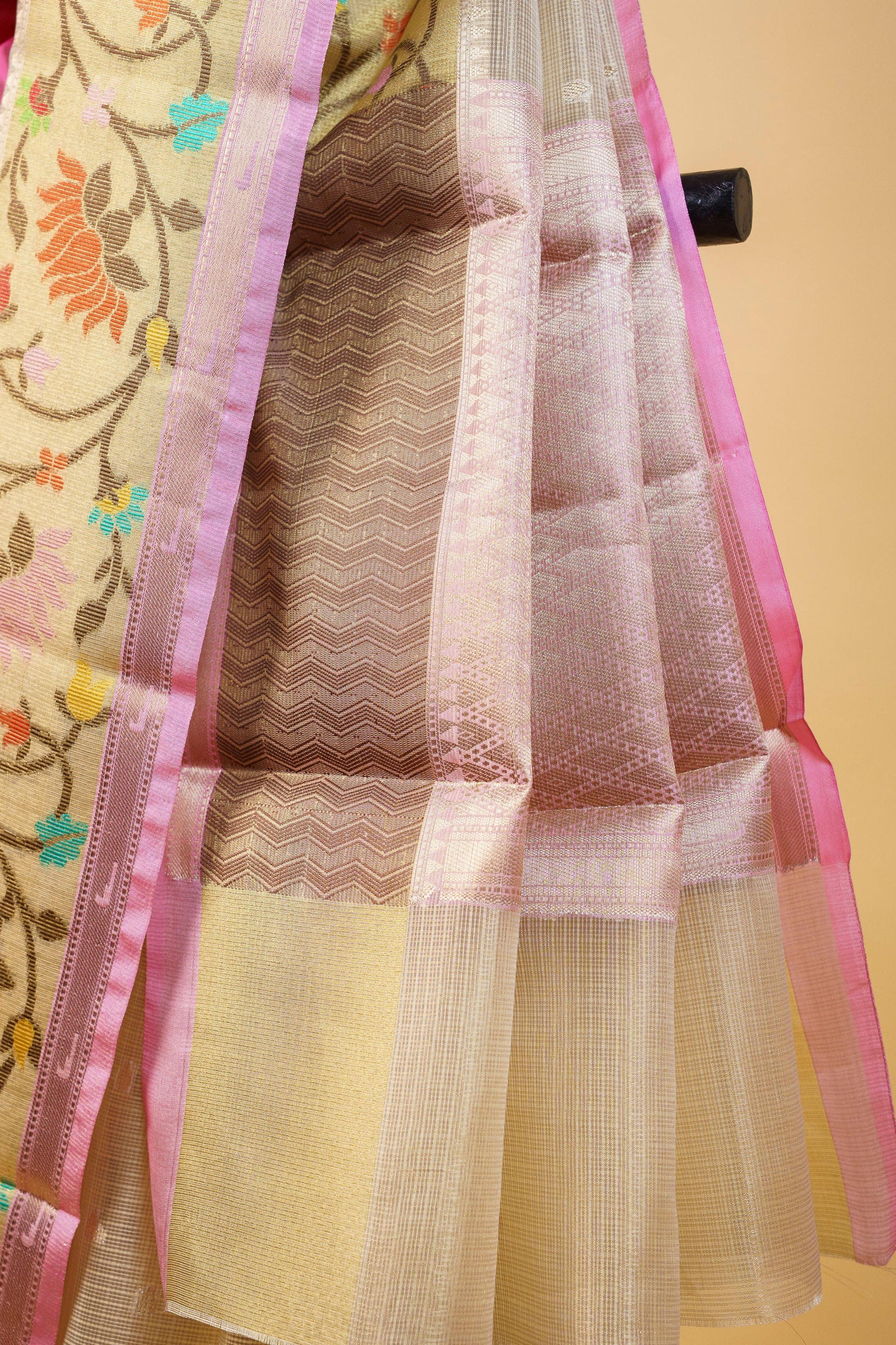 Beige Tissue Kota Designer Pathni Border Premium Banarasi Saree