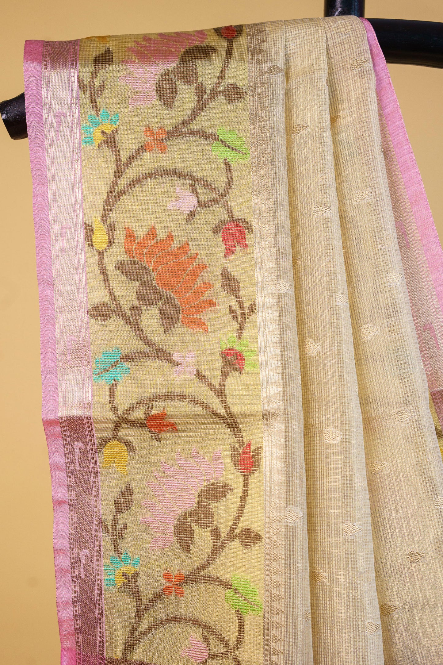 Beige Tissue Kota Designer Pathni Border Premium Banarasi Saree