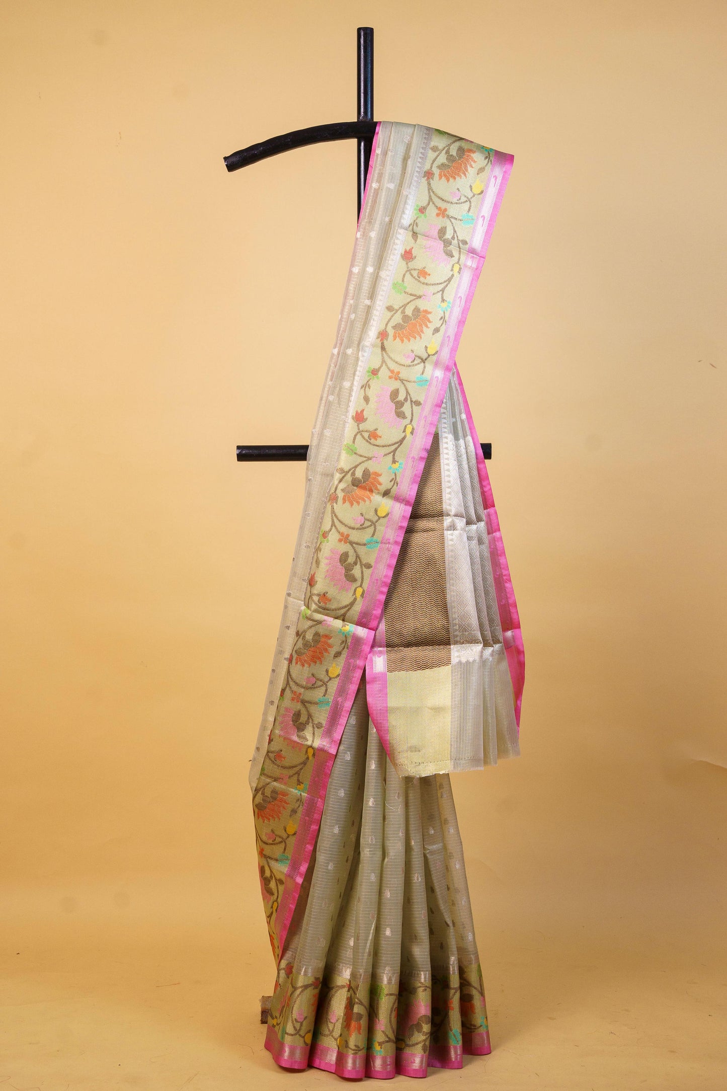 Pista Green Tissue Kota Designer Pathni Border Premium Banarasi Saree