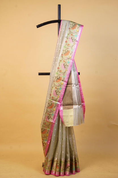 Pista Green Tissue Kota Designer Pathni Border Premium Banarasi Saree