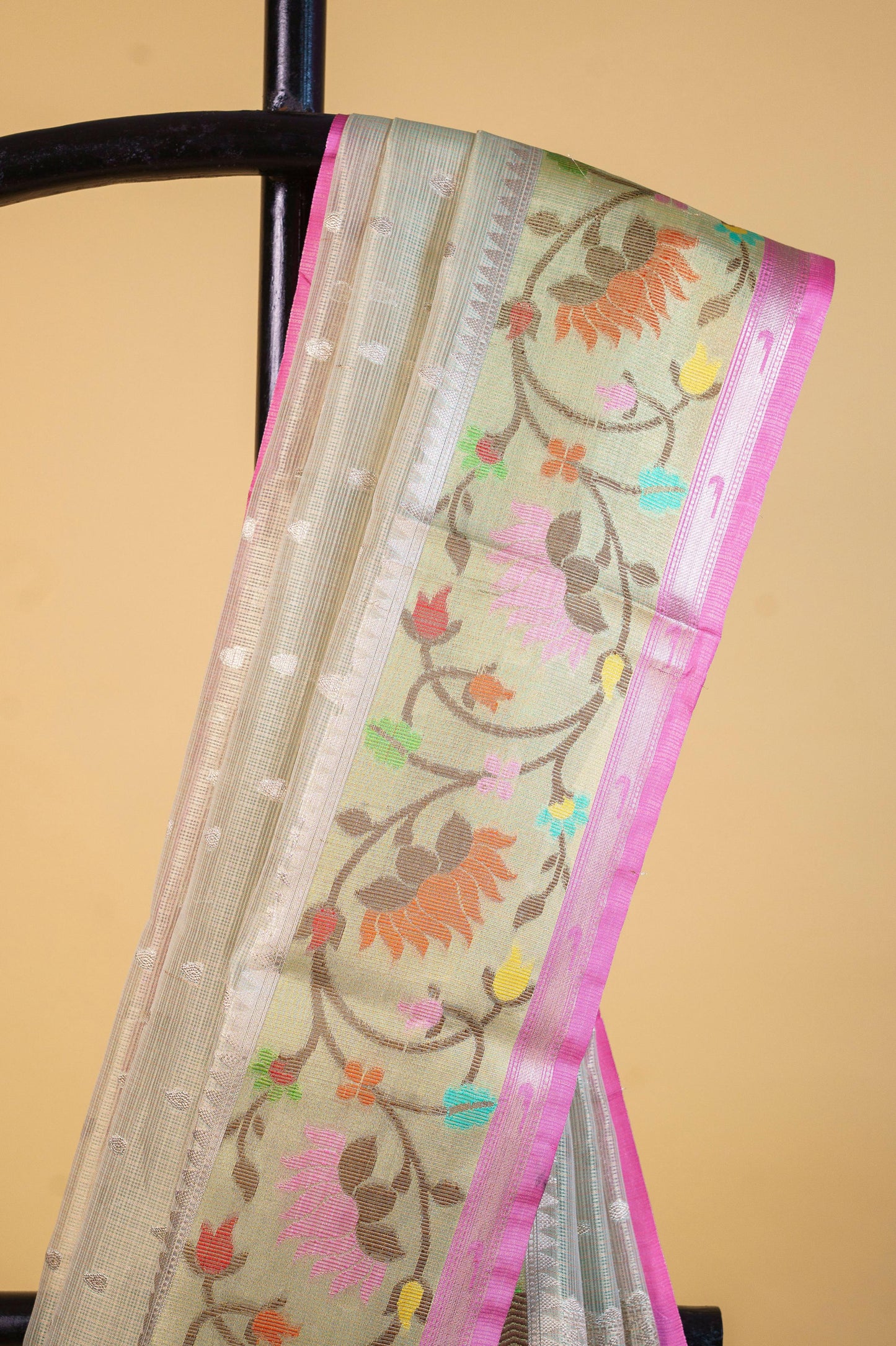 Pista Green Tissue Kota Designer Pathni Border Premium Banarasi Saree