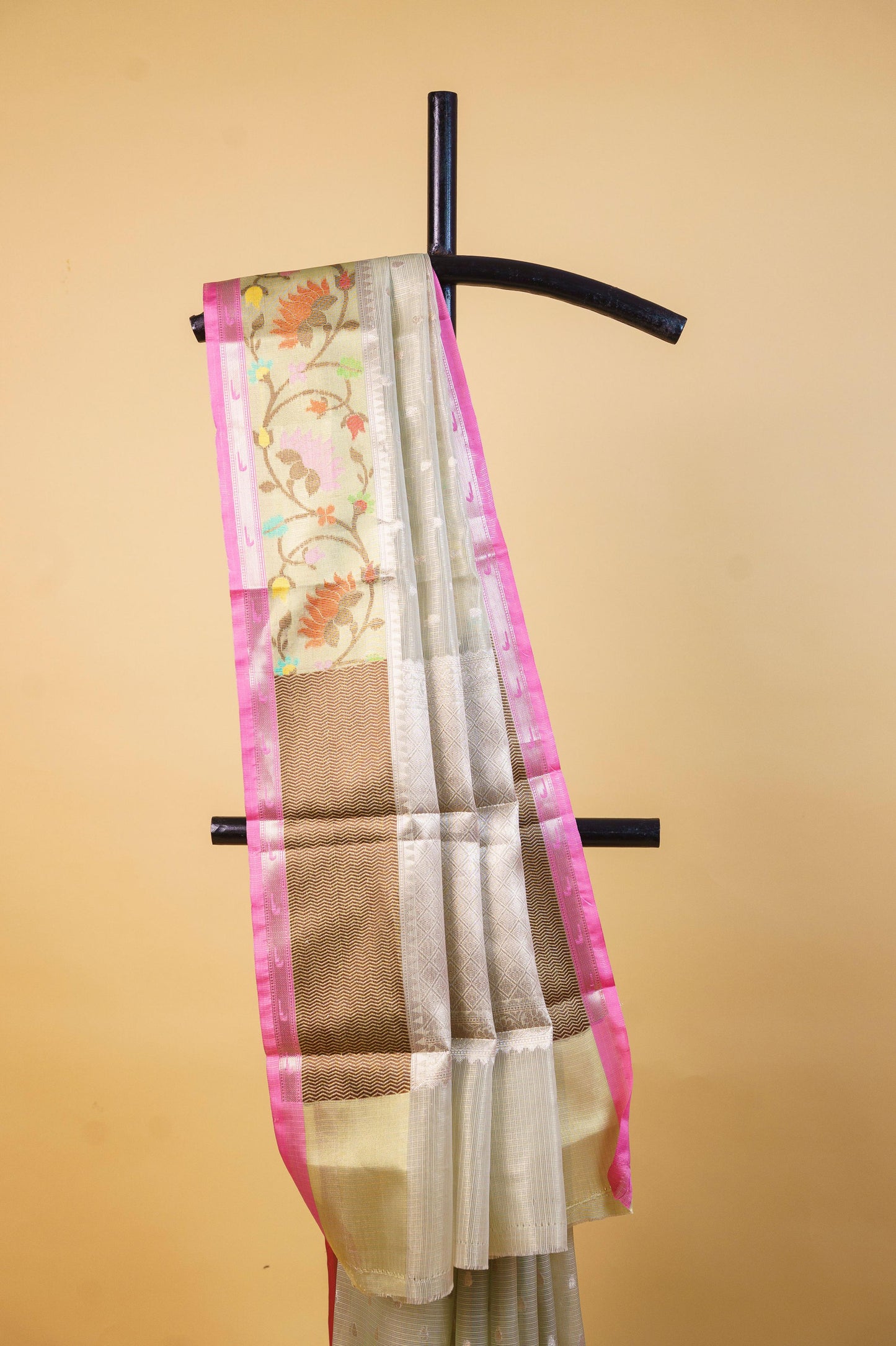 Pista Green Tissue Kota Designer Pathni Border Premium Banarasi Saree