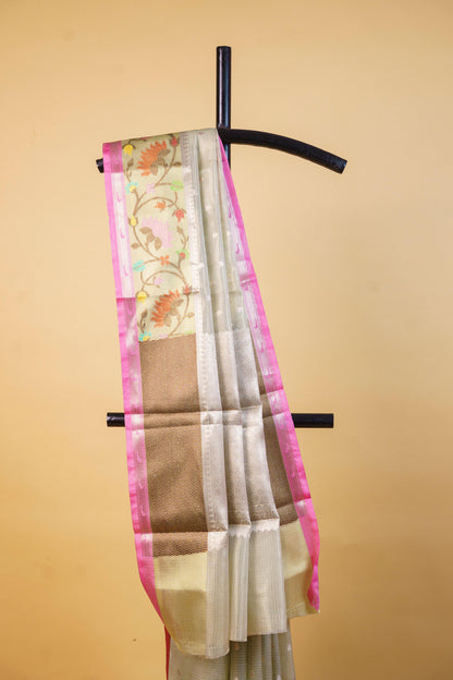 Pista Green Tissue Kota Designer Pathni Border Premium Banarasi Saree