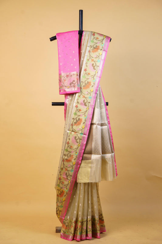 Green Tissue Kota Designer Pathni Border Premium Banarasi Saree