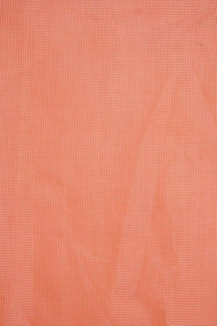 Peach Cotton Kota Designer Embroidery Premium Banarasi Saree