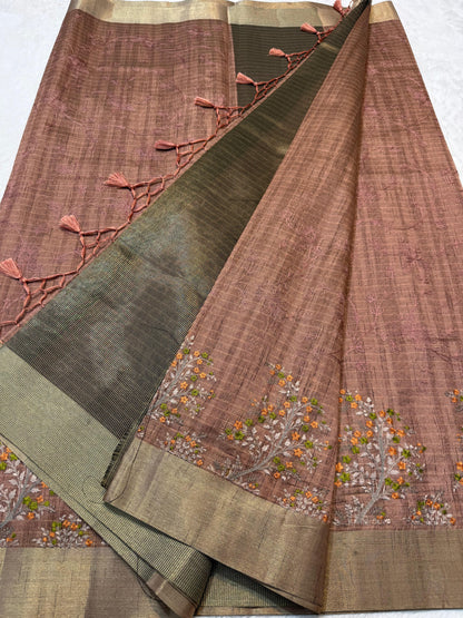 Khadi Designer Embroidery Premium Banarasi Saree