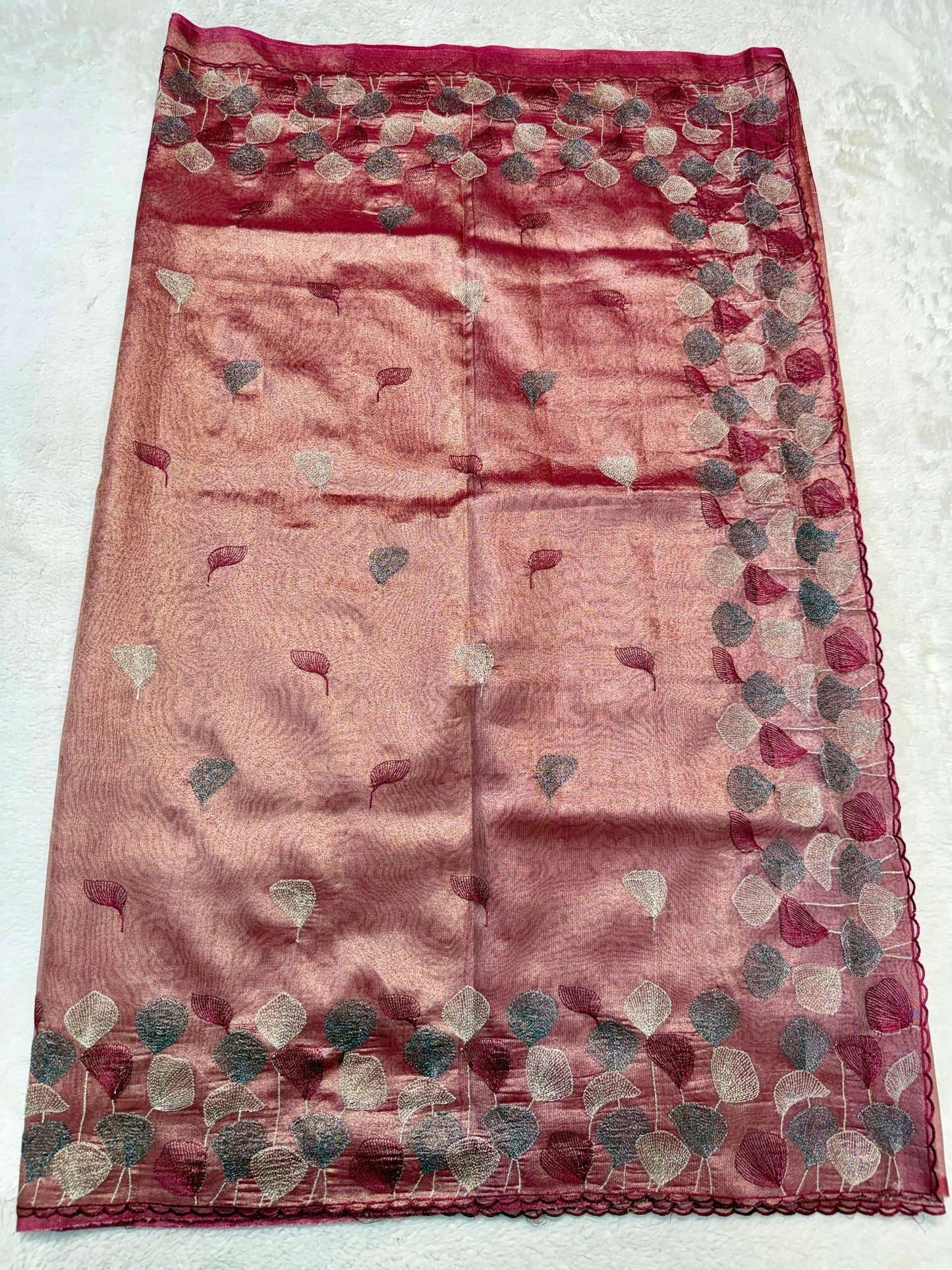 Rani Tissue Designer Embroidery Premium Banarasi Saree