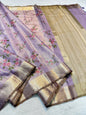 Lovender Tissue Designer Embroidery Premium Banarasi Saree