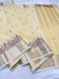 Gold Cotton Kota Designer Embroidery Premium Banarasi Saree